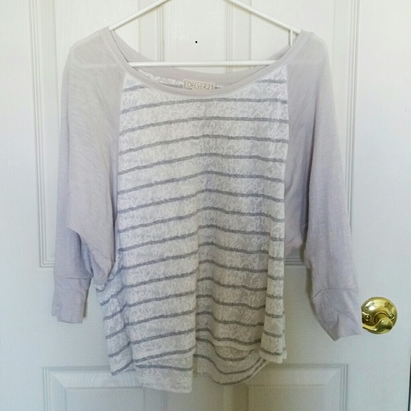 Forever 21 Striped Lace Top