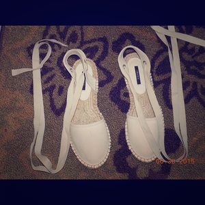 Nwot! White strap up flats