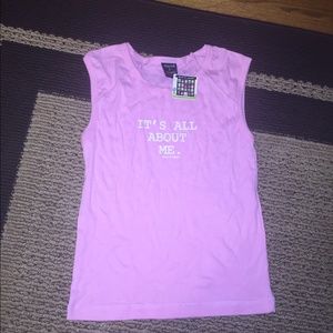 "It's all about me" pink logo tee