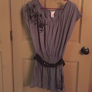 Long belted waist shirt light airy