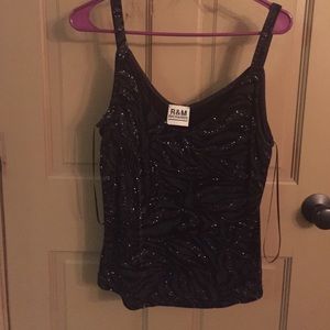 Black silver glittered tank