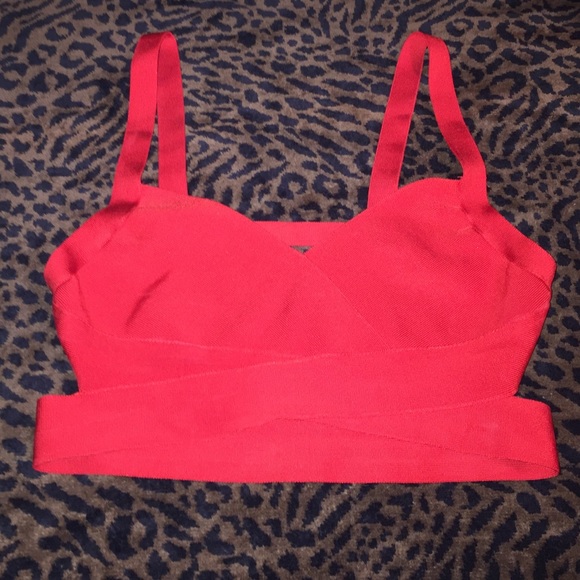 Ariana Red Bandaged 2 Piece Midi Skirt Crop Set - Picture 5 of 7