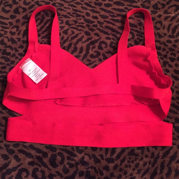 Ariana Red Bandaged 2 Piece Midi Skirt Crop Set - Picture 6 of 7