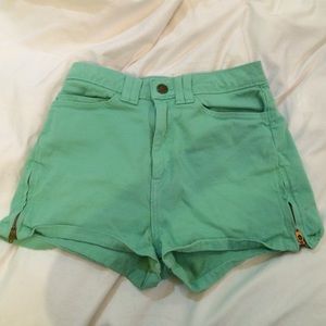 Mint green high waisted shorts