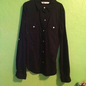 Solid Black Button Up