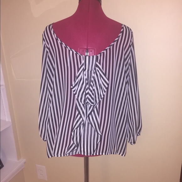 Black and white striped sheer shirt