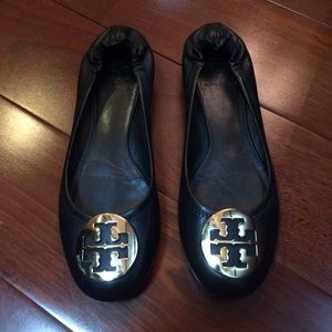 Black and gold Tory burch flats
