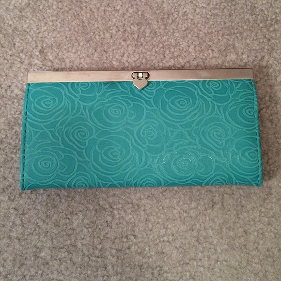 Turquoise Floral Patterned Clutch/Wallet