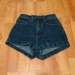 American Apparel - High Waist Jean Cuff Shorts
