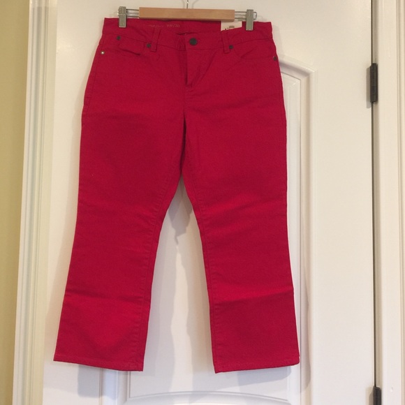 Red Denim Capris - Picture 1 of 2