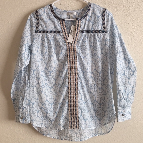 J. Crew Tops - J. Crew Embroidered Peasant Boho Top