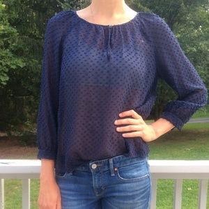 Navy sheer J.Crew blouse