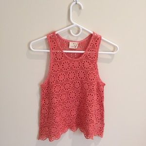 Urban Outfitters Lace Crochet Coral Tank