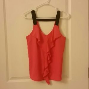 Coral & black Charlotte Russe top medium