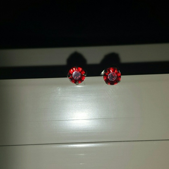 Rose red diamond earrings
