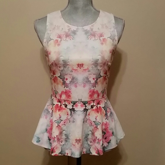 Watercolor Floral Peplum Top