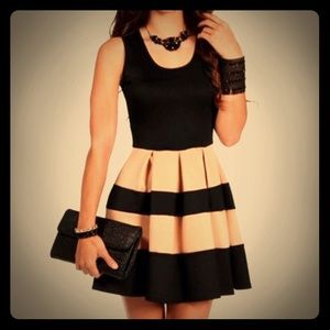Black and beige cocktail or formal dress