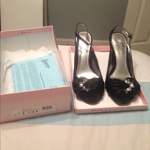 The touch of Nina black jewel open toe heels