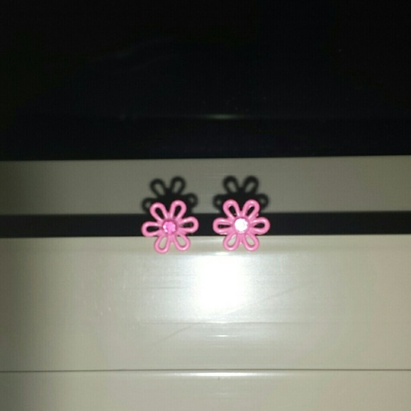 Pink flower earrings