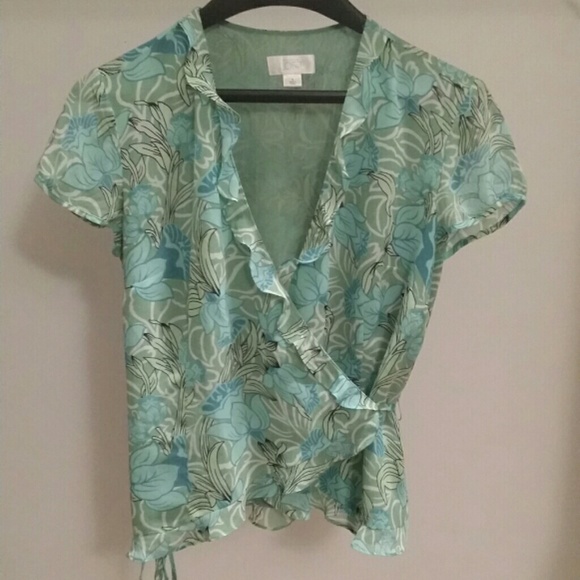 Ann Taylor LOFT chiffon wrap blouse size 4