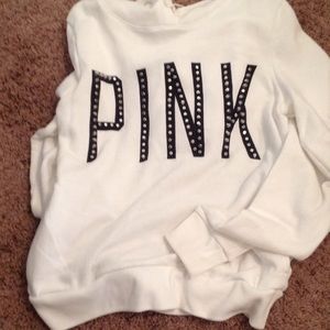 PINK! White studded hoodie