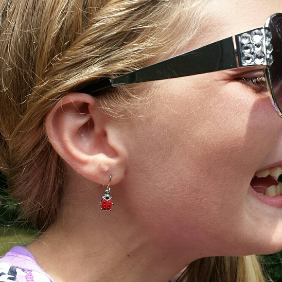 Lady bug dangle earrings