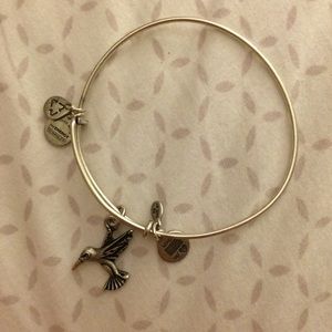 Alex and Ani hummingbird charm silver bangle