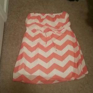 Chevron coral & white tube top dress tags attached