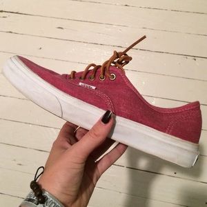 Red vans- leather laces RARE- on hold-