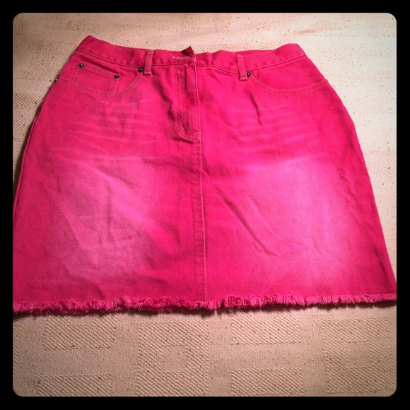 Pink jean material skirt