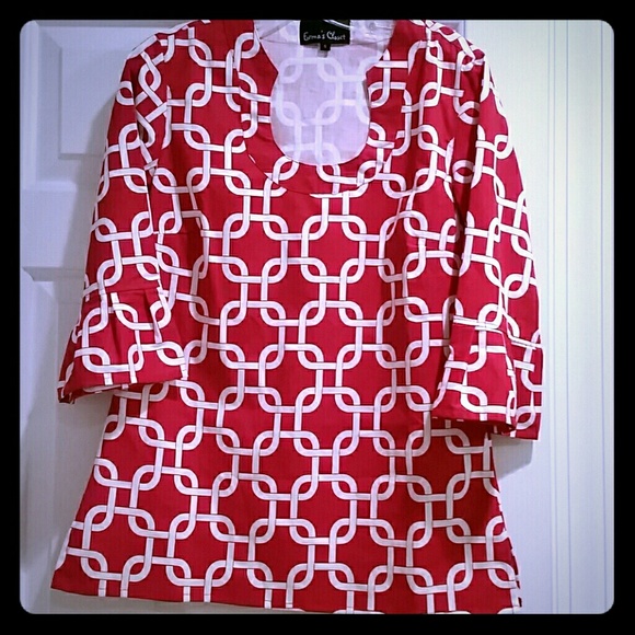 Erma's Closet Red/White Link Tunic