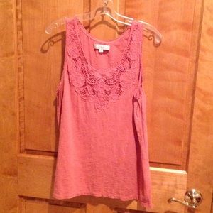 LOFT coral lace tank.