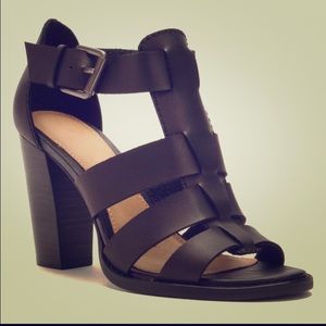 Black block heel sandals