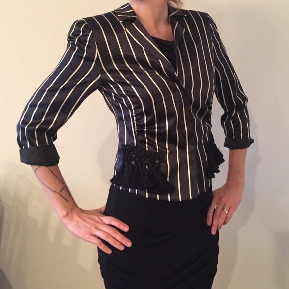 Emporio Armani striped blazer with fringe. Size 4