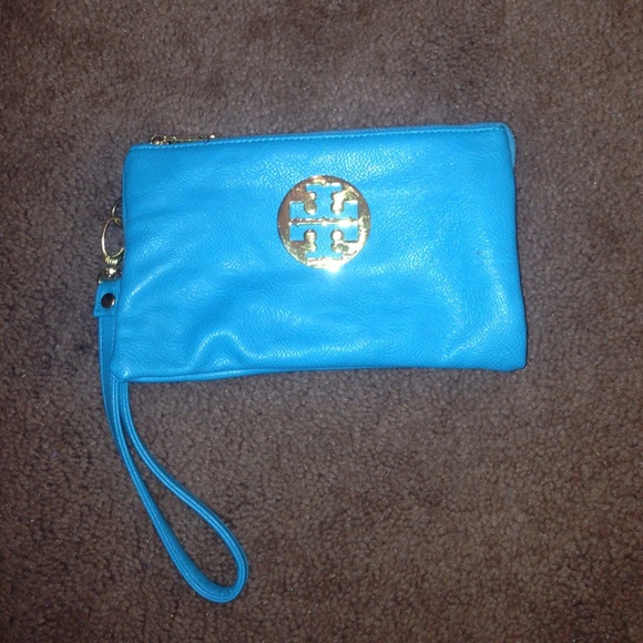 Tory Burch Turquoise Cross Body/Clutch/Wristlet