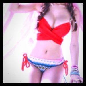 Sexy BLUE Criss Cross Bandage Swimsuit/Bikini