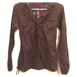 ESPRIT embroidered boho chic long sleeve blouse