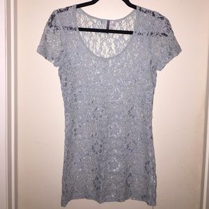 BKE brand top- cute light blue lace design!