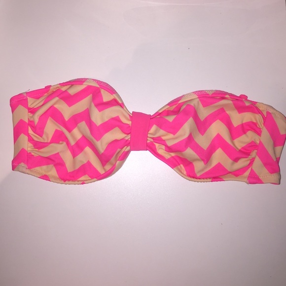 Pink strapless bathing suit