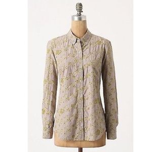 Anthropologie ODILLE Embroidered Eyelet Blouse
