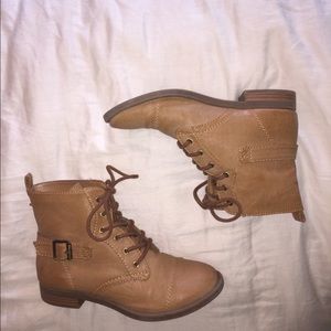 Beige Short Combat Boots
