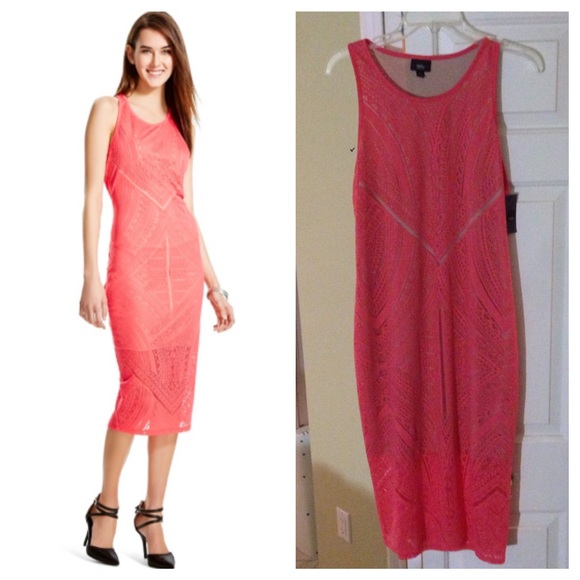 Mossimo Dresses & Skirts - OBO SALE❗️Coral Cut Bodycon Midi Dress