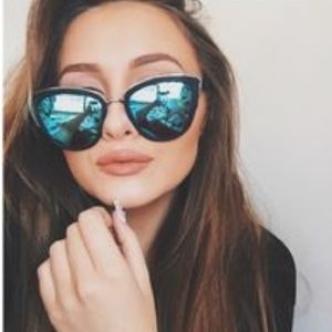 Quay MY GIRL sunglasses in blue mirrored lenses