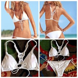Victoria's Secret white macrame back bikini size s