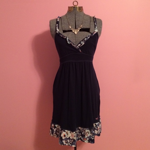 Navy Blue & Floral Hollister Dress - Picture 1 of 3
