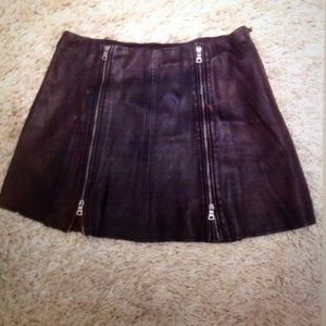 BCBG MaxAzria lambs leather black mini skirt