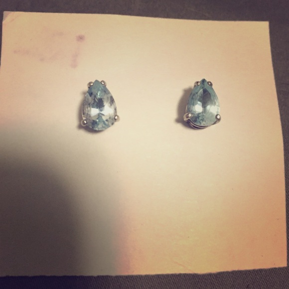 Sterling silver & aquamarine teardrop earrings