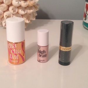 Cha cha tint plus high beam plus revlon lipstick