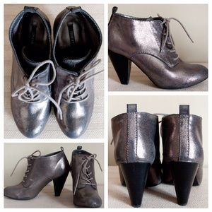 Forever21 Silver Lace-up Booties in size 8