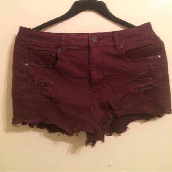 Burgundy high waisted shorts